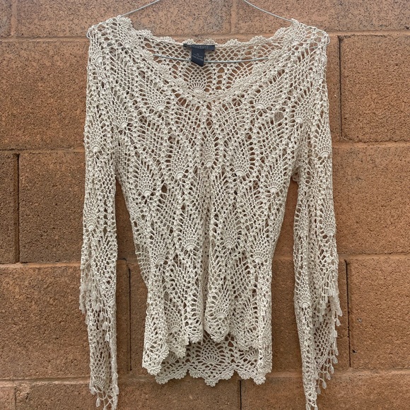 Tops - Cottagecore Crochet Beaded Top, size Medium, great condition